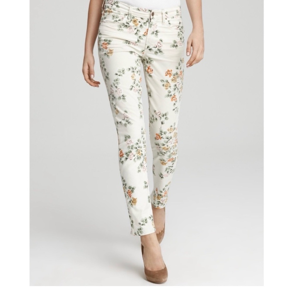 Citizens Of Humanity White Floral Straight-Leg Jeans